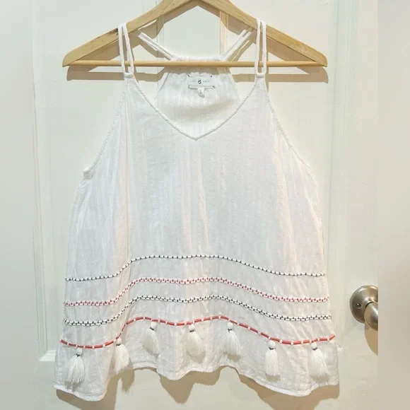 Lou & Grey | White Tassel Summer Peasant Top - Picture 3 of 9